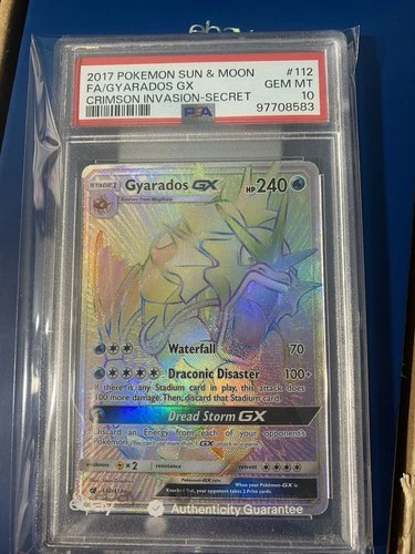 2017 Pokémon Crimson Invasion Gyarados FA 112/111 Secret Rainbow Rare PSA 10