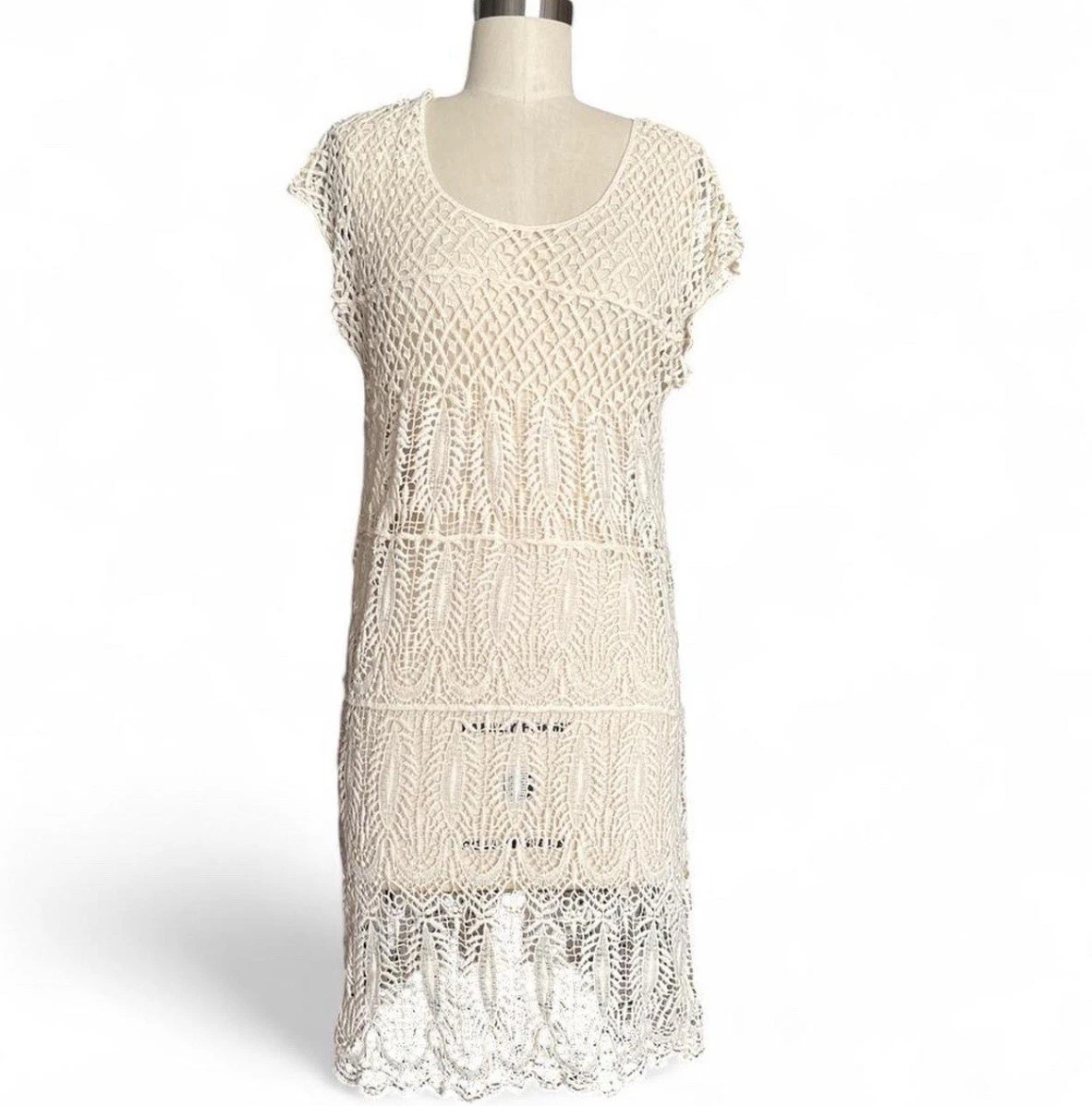 crochet dress ebay ZARA ASYMMETRIC CROCHET DRESS