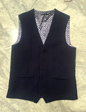 NEXT Navy blue 2 piece suit ( Waist coat, Trousers) Checkered pattern inside