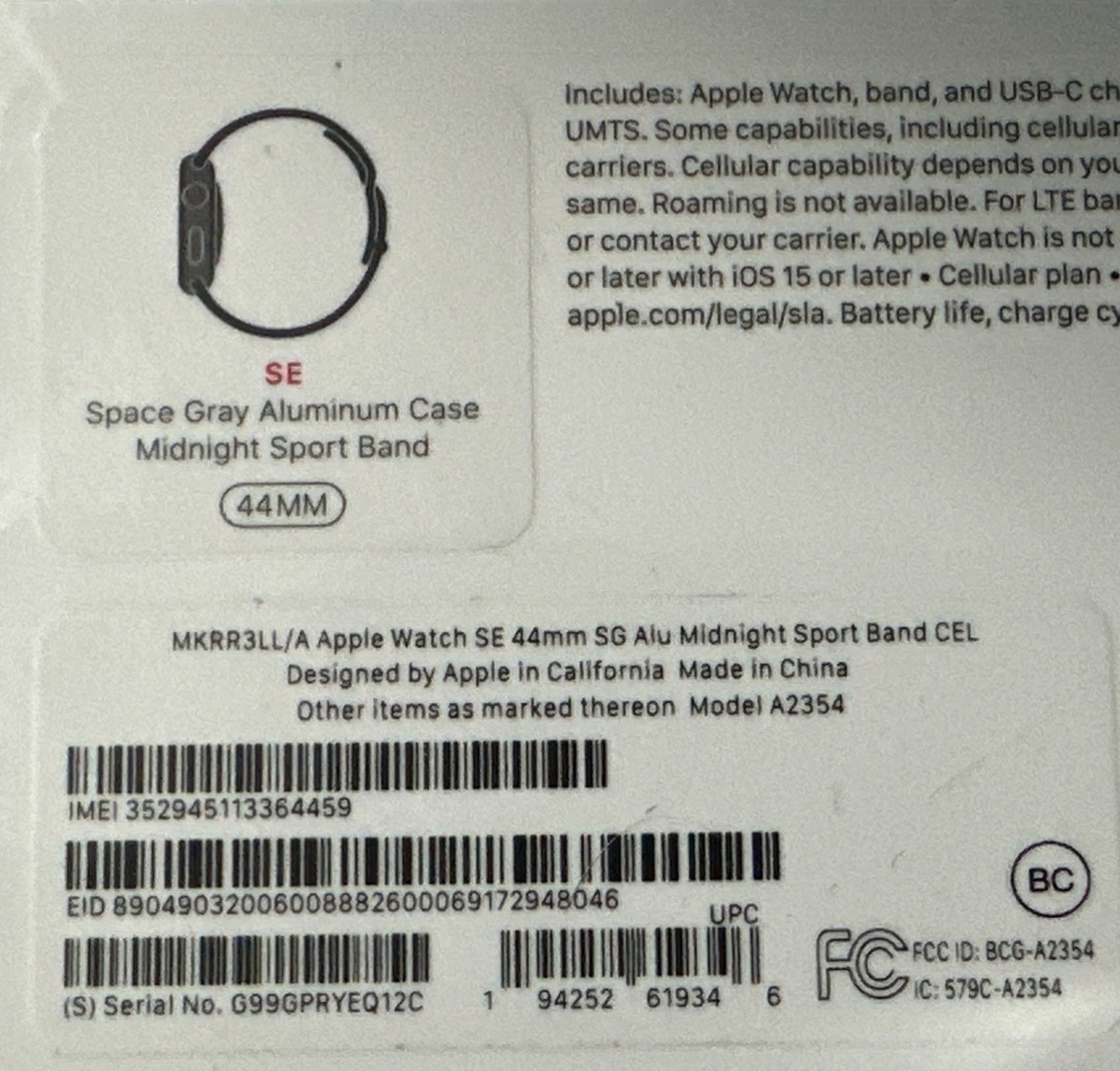 Apple Watch SE (GPS Cellular 44mm) Space Gray Aluminum Apple Watch SE (GPS Cellular 44mm) Space Gray Aluminum