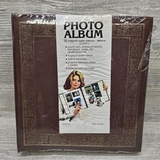 Vintage Interpur Photo Album 100 Magnetic Pages 230x280mm Brown Gold Trim