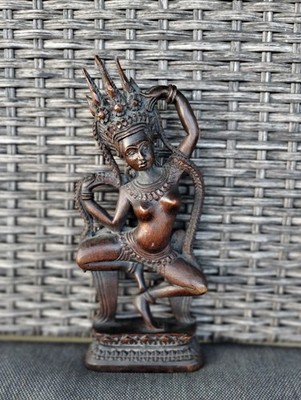 Hand Carved Wood Apsara Dancer Statue Southeast Asian 10  Figurine
