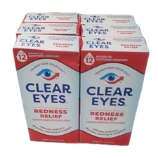 Lot of 6 Clear Eyes Redness Relief Eye Drops .5 FL Oz EXP: 08/27