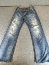 Big Star Jeans Mens 33x34 Blue Bootcut Loose Relaxed Western Voyager USA Faded