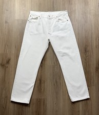 VINTAGE Levi  s 501 White Denim Jeans Size 33x29 Made in USA Straight Leg