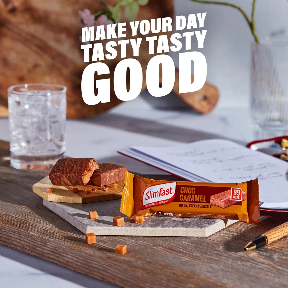 SlimFast Snack Bar, Low Calorie Snack, Choc Caramel Flavour, 30 X 26 G Multipack - Image 3 of 4