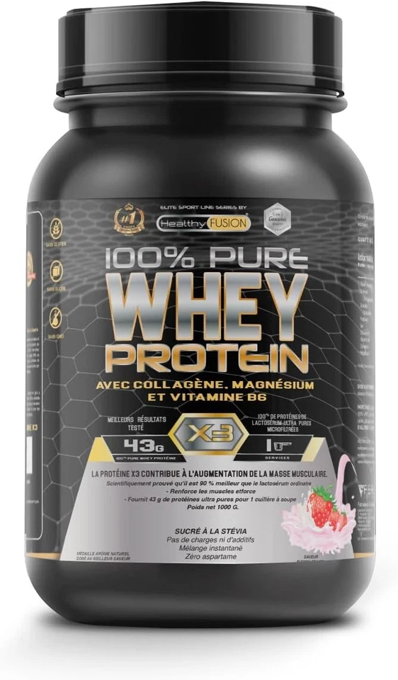 Poudre Protéine Whey Healthy Fusion 1kg Musculation Fitness créatine gainer bcaa - Photo 3/4