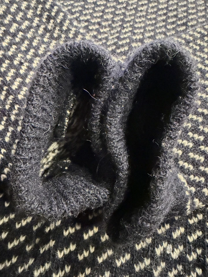 Suéter De Colección LL Bean Birdseye Noruega Años 90 Para Hombre Lana Grande Azul Marino Foto 4 de 4
