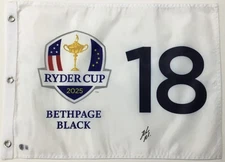 Maverick McNeal 2025 Ryder Cup Bethpage Black 18 Signed Pin Flag Beckett BT18824