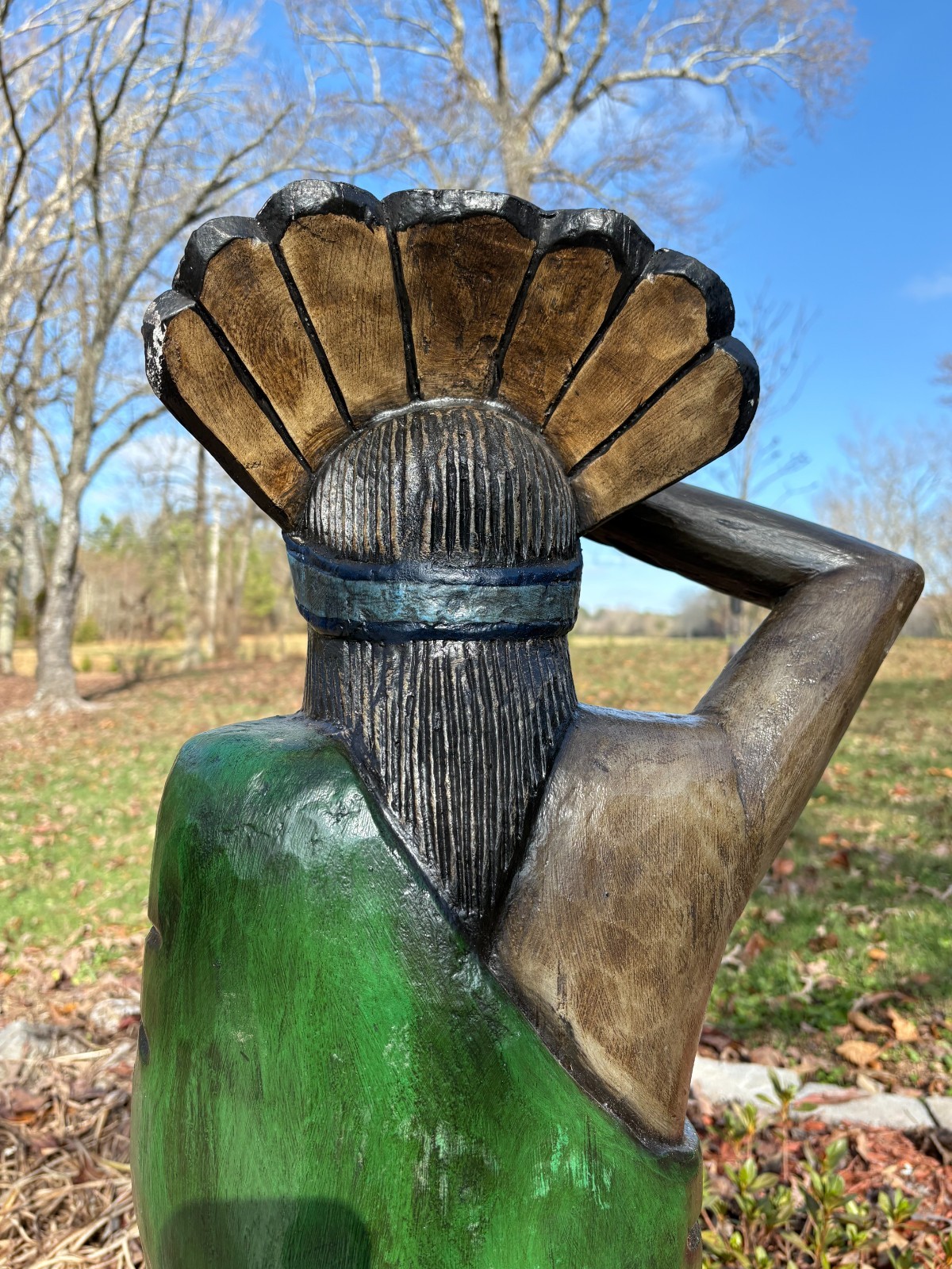 VINTAGE "CIGAR STORE WOODEN INDIAN" NICE COND, (40" INCHES TALL) BEAUTIFUL COLOR