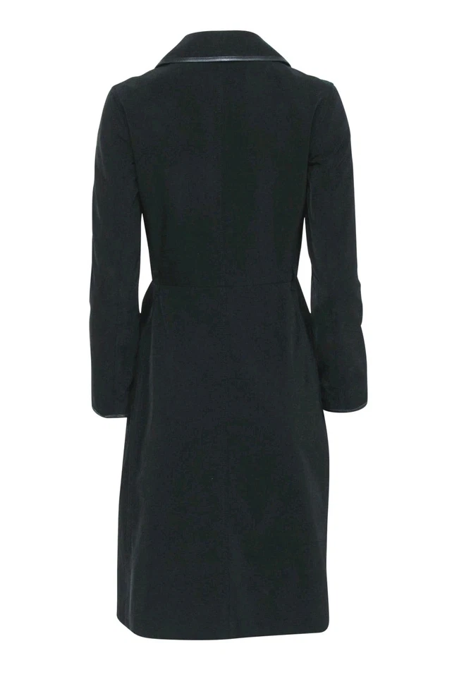 Chaqueta vintage Prada para mujer talla 38 azul oscuro con botones ribete de cuero *leer* Foto 3 de 4