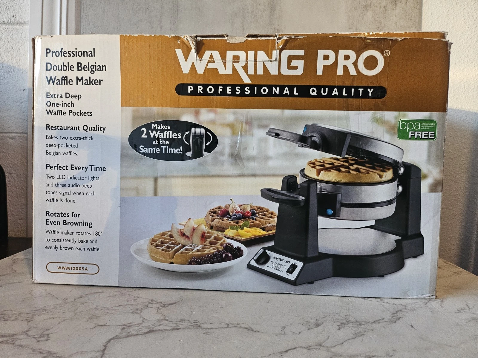 Waring Pro Professional Double Waffle Maker Belgian Waffle Iron WWM1200
Opens in a new window or tab