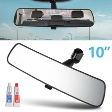 10" Universal Interior Rear View Mirror Flat Anti-Glare Wide Angle w/ Glue Kit