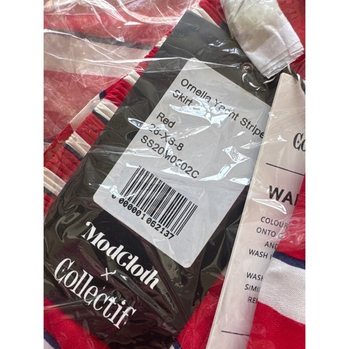 Modcloth x Collectif Ornella Yacht Striped A-Line Midi Skirt Red Sz XS US4 NWT - Picture 4 of 4
