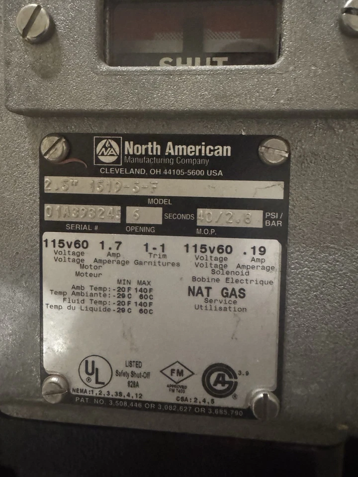 Válvula de cierre de seguridad Fives North American/Maxon 1519-5-F 2,5 pulgadas Foto 2 de 4