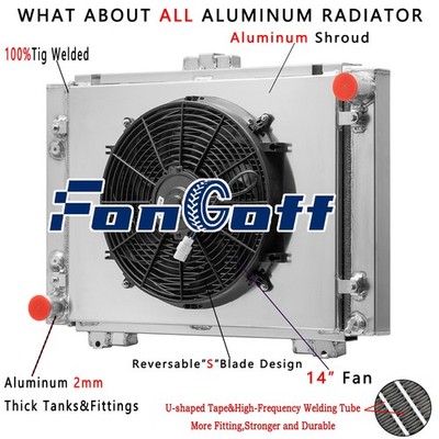 4-Rows Core Radiator+Shroud Fan For Ford Galaxie 500 500XL L6 V8 3.7L 6.4L 1964