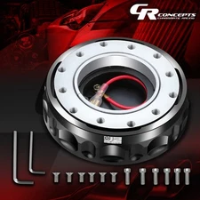 J2 BLACK ALUMINUM STEERING WHEEL SHORT TWIST LOCK QUICK RELEASE HUB ADAPTER+KEYS