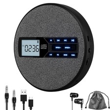 NWT Portable CD Player Rechargeable Dual Speakers Anti Skip USB AUX LCD Black