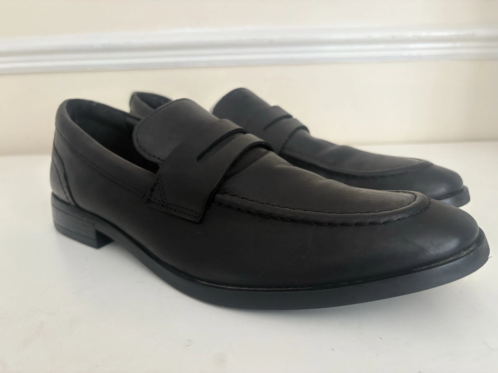 Scarpe mocassino uomo Clarks Signature nere slip on in pelle Brandon Step taglia 7G