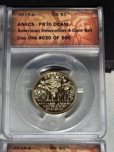 2019 S American Innovation "Day One" $1 Dollars 4-Coin Set ANACS PR70DCAM - Bild 3 von 6