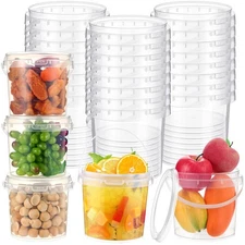 24 Pack Clear 67 oz Plastic Food Storage Buckets with Lids Ice Cream Pails