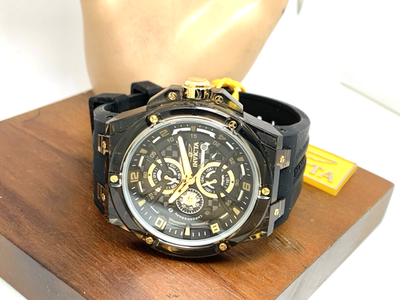 Invicta Men's Watch 48807 Racing Saphirex Quartz Gold Black Rubber