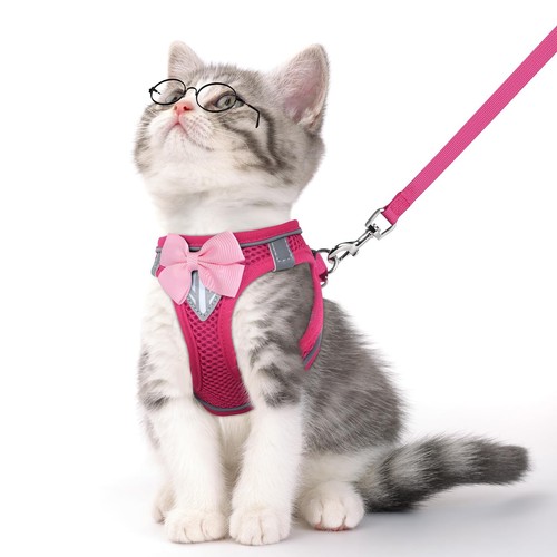 NCMAMA Cat Vest Harness and Leash Set, Escape Proof Kitten Harness Pink S