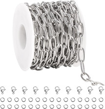 16.4Ft Stainless Steel Chains Bulk Unwelded Oval Chain for DIY Necklace Jewelry