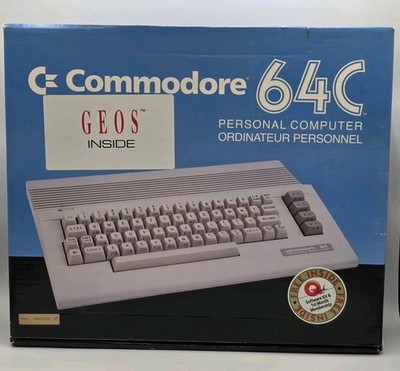 VTG Commodore 64C EMPTY BOX Only GEOS, Q-Link Graphics Original Retail Packaging