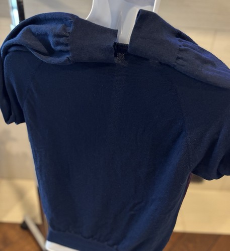 $98 NWOT J. CREW Navy & Purple 100 % Merino Wool Crewneck Sweater Size Small - Picture 6 of 21
