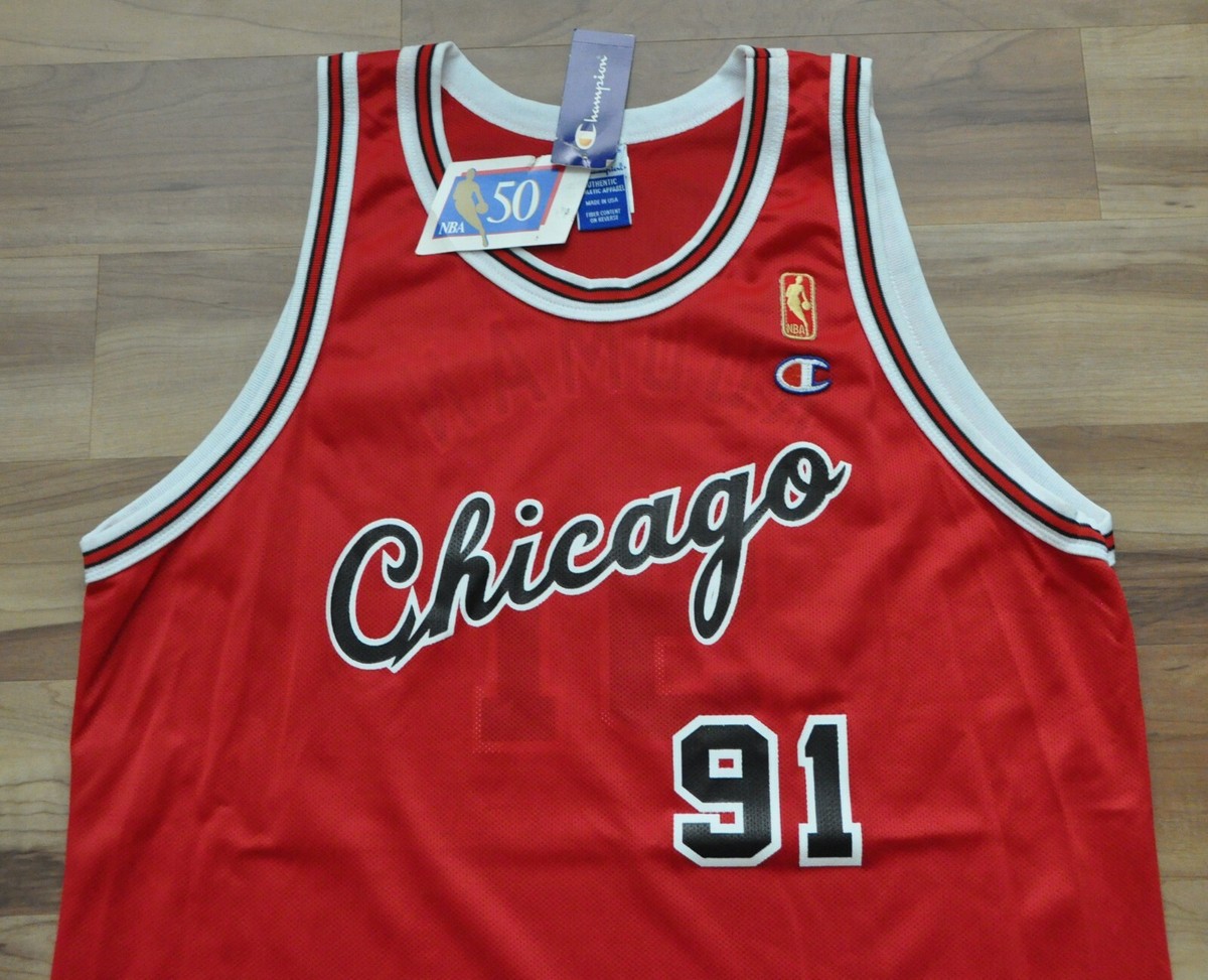 Dennis Rodman Chicago Bulls Champion Jersey Gold Patch NBA 50th