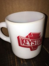 KEYSTONE MILK GLASS COFFEE MUG 2B