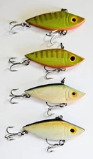 (Set of 4) Vintage Mann's BB Shad Lipless Crankbaits 1/4 oz, 2" 3 Colors In Set 