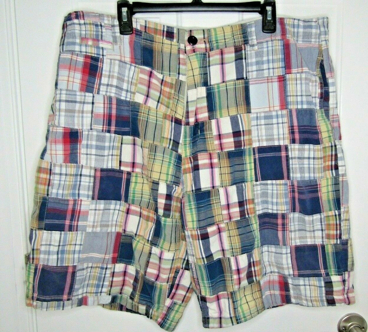 Chor Men's Shorts Size 40 100% Cotton Madras Plaid Multicolor