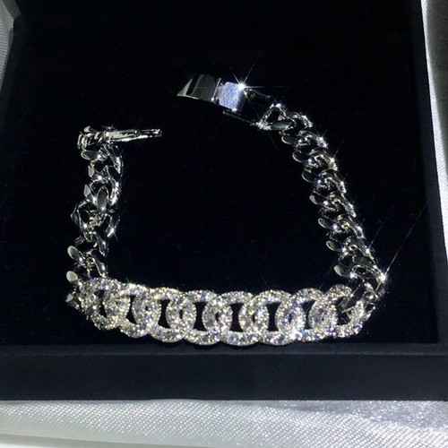18K White Gold Filled Tennis Bracelet made w Swarovski Crystal Stone Gorgeous - Picture 19 of 26
