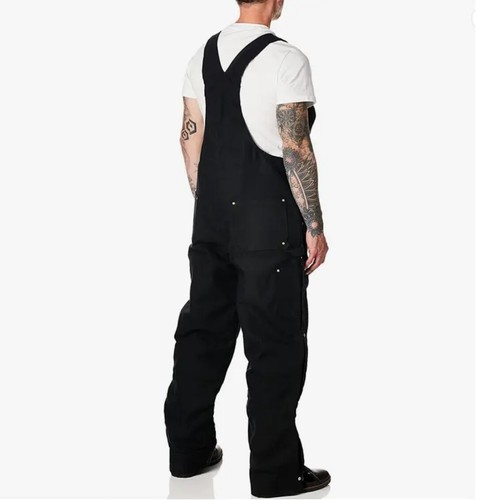 CARHARTT Loose Fit Insulated Bib Overalls MENS XL BLACK FIRM Duck Lined WORK NWT - 第 2/7 張圖片