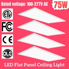 4 Pack 2x4 FT LED Flat Panel Light 75W 8400LM Drop Ceiling Lights,Dimmable 0-10V