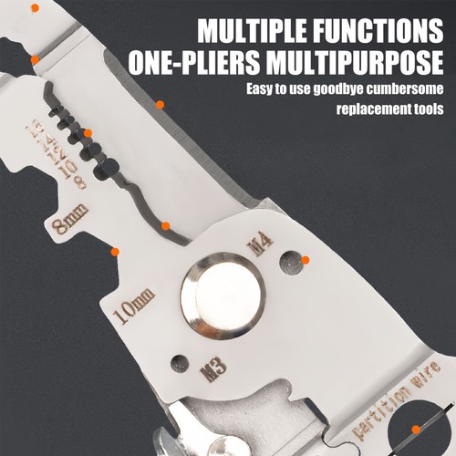 Wire Stripper Pliers Multifunctional Electric Cable Stripper Crimper Cutter Tool - Picture 5 of 13