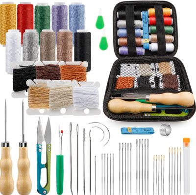 Leather Working Tools Craft Kit Repair Waxed Thread Stitching Punch Sewing Craft