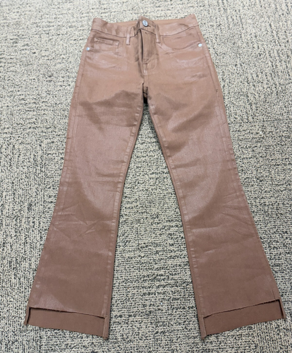 Frame Le Mini Crop Coated Denim Pants in Latte Brown SZ 26 NWOT $260 - Picture 2 of 8