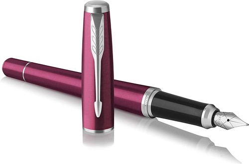 Parker Urban Vibrant Magenta Chrome Trim - Fountain Pen medium + 2x Patrone blau - 第 1/4 張圖片