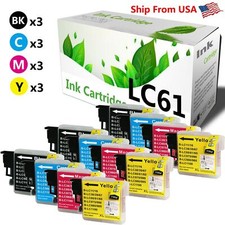 12Pack LC-61 Ink Cartridges for MFC-290C MFC-295CN MFC-490CW MFC-495CW Printer