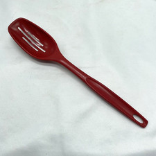 Vtg Foley Red Nylon Plastic Slotted Serving Spoon Made In USA 11" MCM Utensil