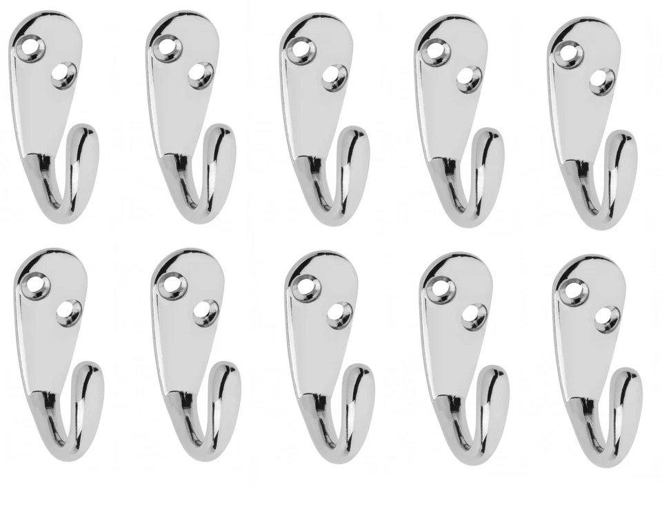 Gancio per Cappotto appendiabiti da parete Singolo Cromo Lucido Set 44x17 - Immagine 3 di 4