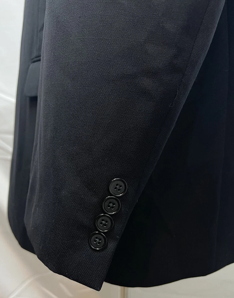 Men's John Bartlett Statements Slim Fit Black Wool Blend 46R Blazer Jacket Coat - Image 3 of 4