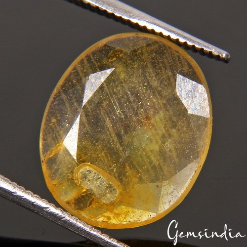 Piedra preciosa certificada sin tratar de corte ovalado amarillo zafiro natural de Ceilán de 5,10 quilates - Imagen 8 de 10