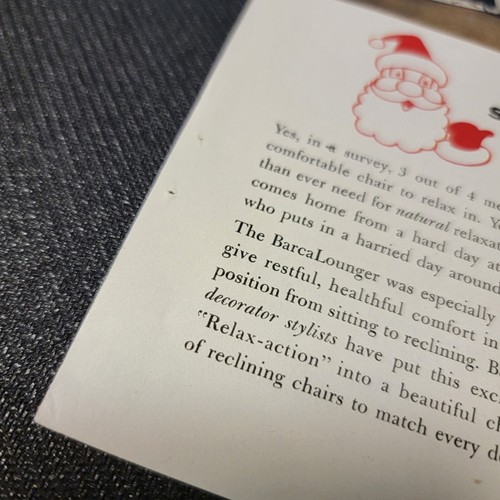 Vintage 1957 BarcaLounger Christmas Recliner - Vintage Magazine Ad -Frameable - Picture 2 of 2