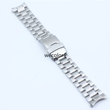 Curved Stainless Steel Metal Bracelet Double Buckle Clasp Watch Band Strap