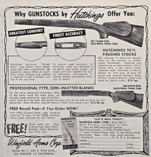 Winfield Arms Corp Los Angeles CA Gunstocks by Hutchings Vintage Print Ad 1952