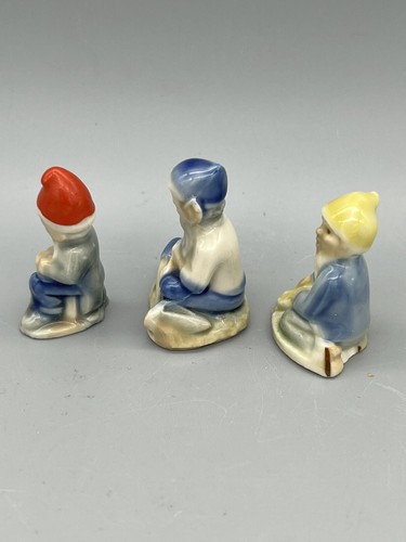 Vintage Set Of 3 Wade Whimsies Lucky Fairy Folk Leprechauns Gnomes Pixies - Picture 4 of 8